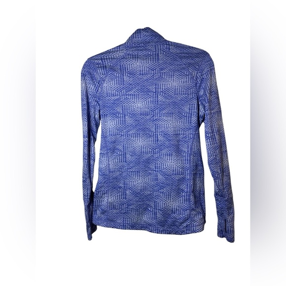 Kirkland Signature Women’s Quarter Zip Pullover Small Blue Geometric Long Sleeve - Picture 7 of 7